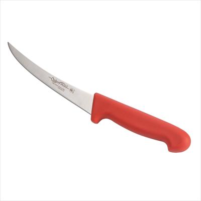 CUTLERY PRO BONING KNIFE NARROW CURVED BLADE RED HANDLE 150MM